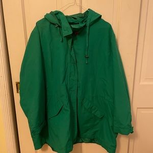 Green rain coat